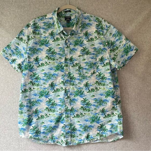 Mens J. Crew Flex Washed Hawaiian Shirt Slim fit sz. XL beach, luau #PP - Picture 1 of 8